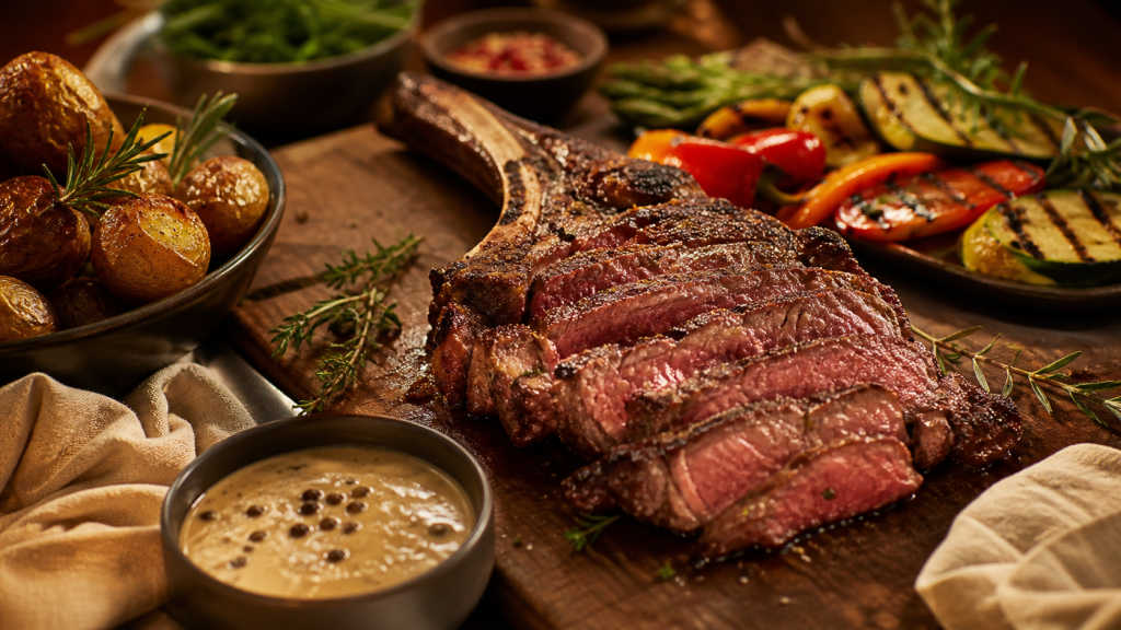 Accompagnement cote de boeuf : pommes de terre grenaille et sauce au poivre