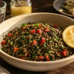 Aliments avec beaucoup de fer : salade de lentilles et graines, sources végétales