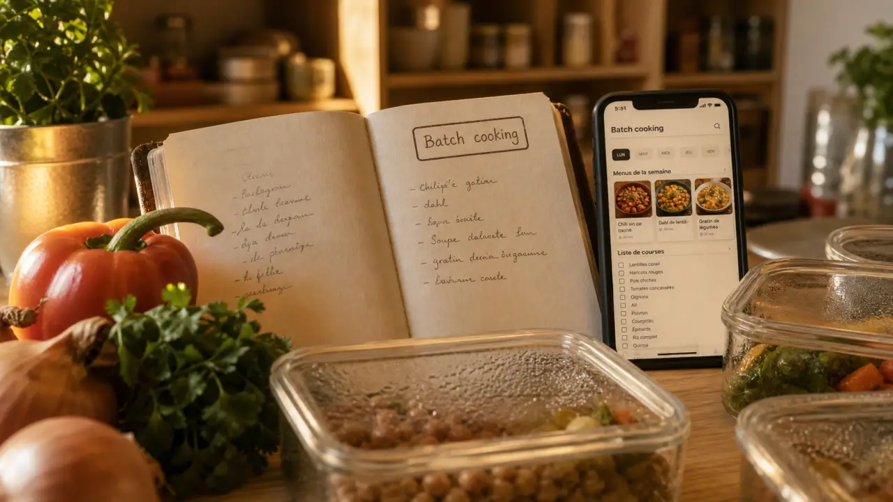 Batch cooking application gratuite : menus automatiques et liste de courses sur smartphone