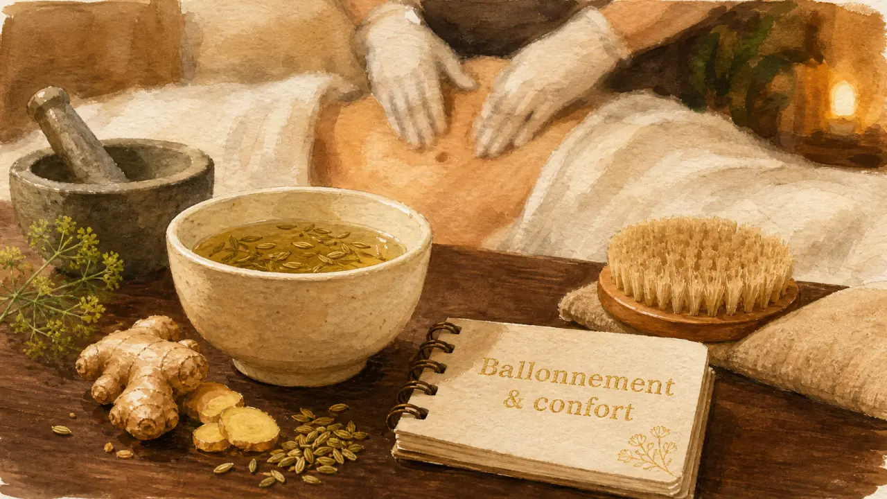 Comment degonfler du ventre : tisane fenouil-gingembre et massage abdominal naturel