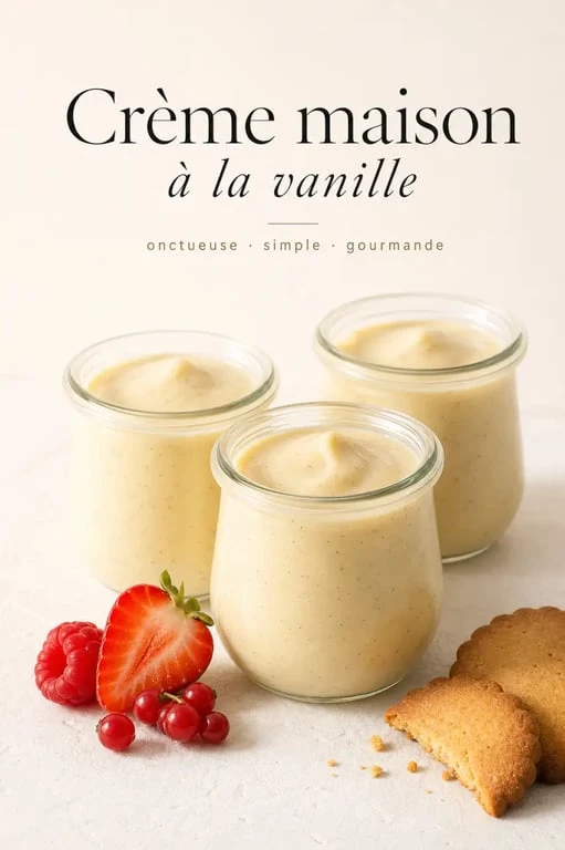 Recette dessert crème vanille maison en petits pots avec fruits rouges