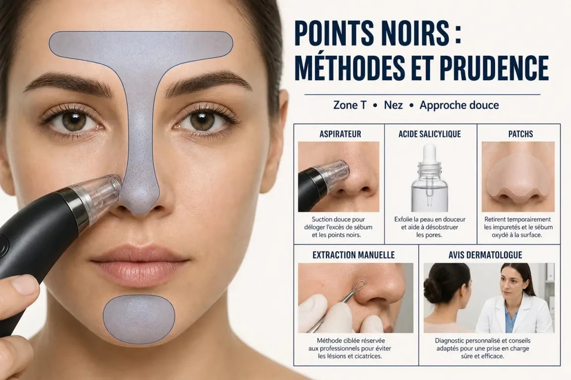 Aspirateur point noir avis dermatologue : comparaison visuelle des méthodes, des risques et des alternatives