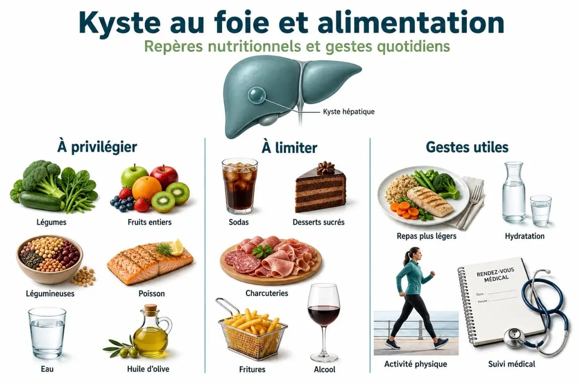 Kyste au foie et alimentation : illustration des aliments à privilégier et à limiter pour soutenir le foie