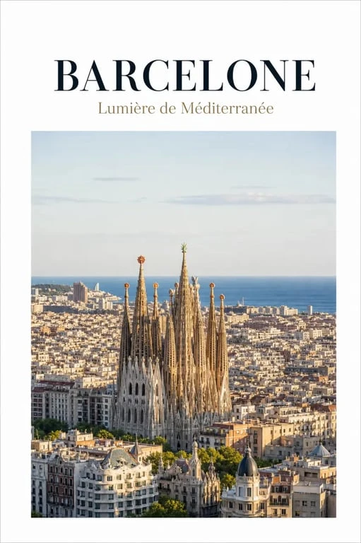 Visiter Barcelone en 2 jours : vue panoramique de Barcelone avec la Sagrada Familia et la mer