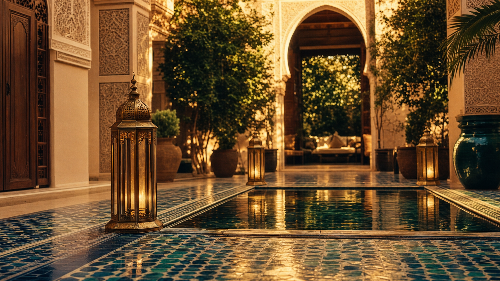 Patio d’un riad, hôtels de luxe à Marrakech Royal Mansour