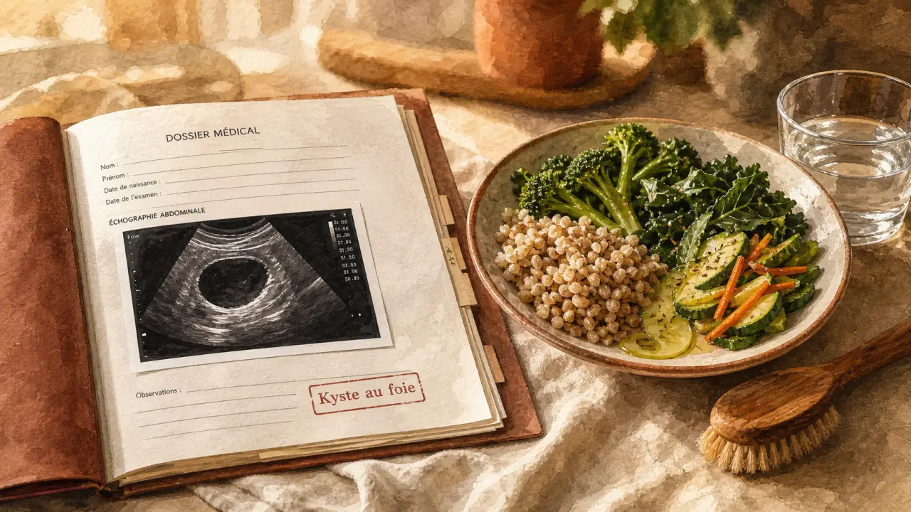 Kyste au foie et alimentation : assiette et échographie
