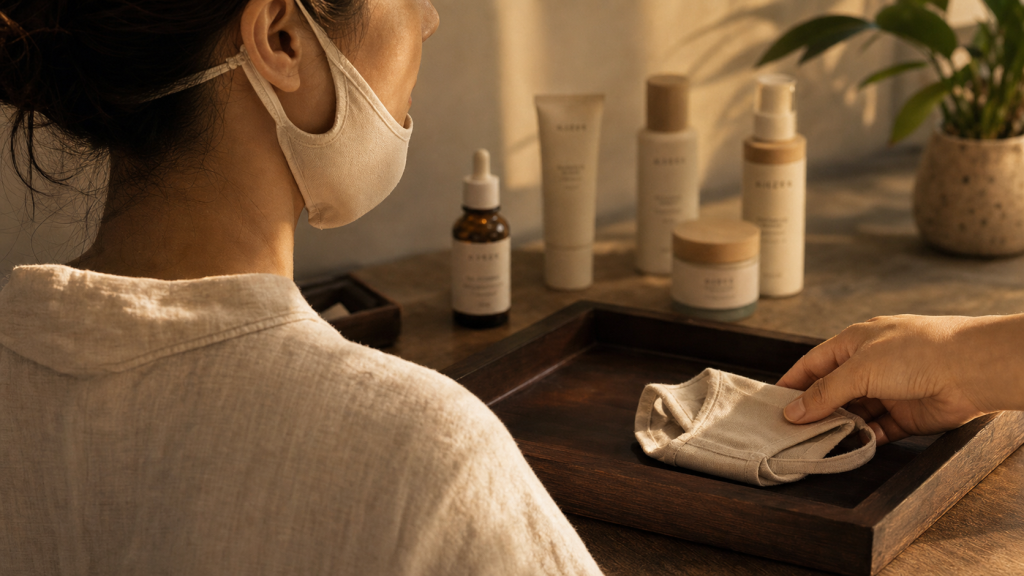 Masque double menton avis : masque tissu en intérieur