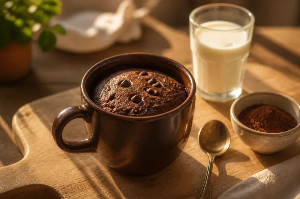 Mug cake sans oeuf moelleux au micro-ondes au chocolat