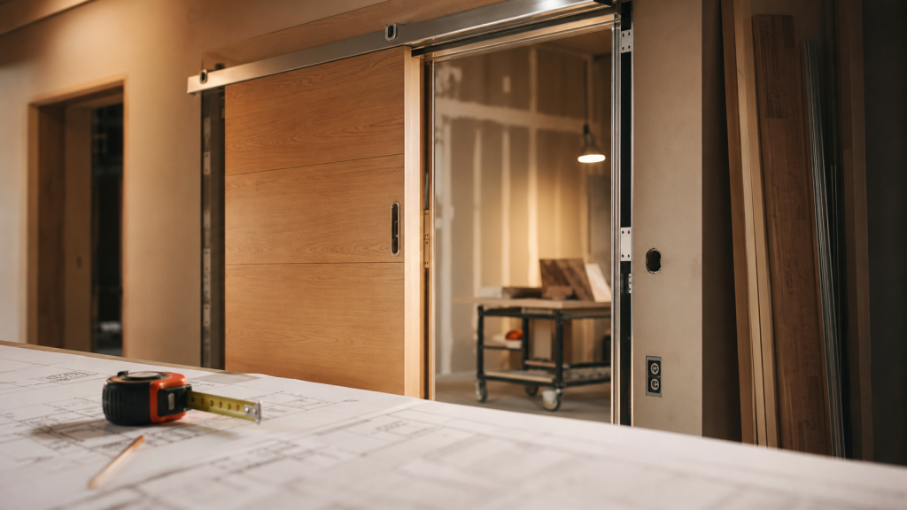 Plan porte coulissante : galandage, rails et dimensions à vérifier avant travaux