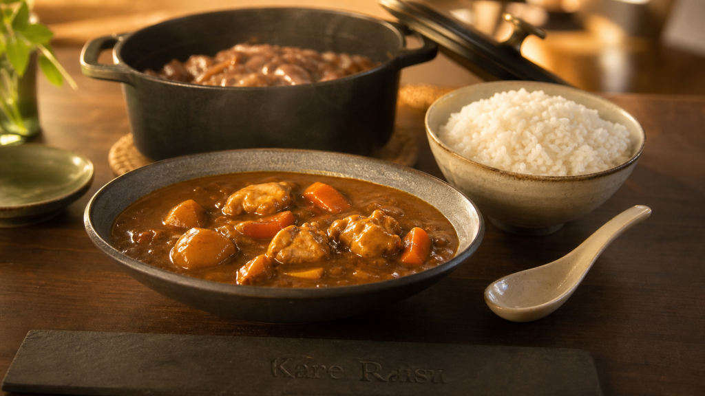 Recette curry japonais kare raisu onctueux, curry japonais au poulet et riz