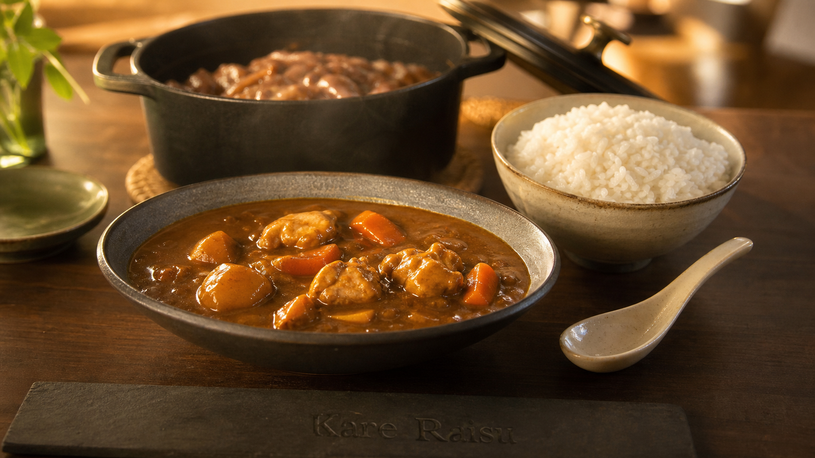 Recette curry japonais kare raisu onctueux, curry japonais au poulet et riz