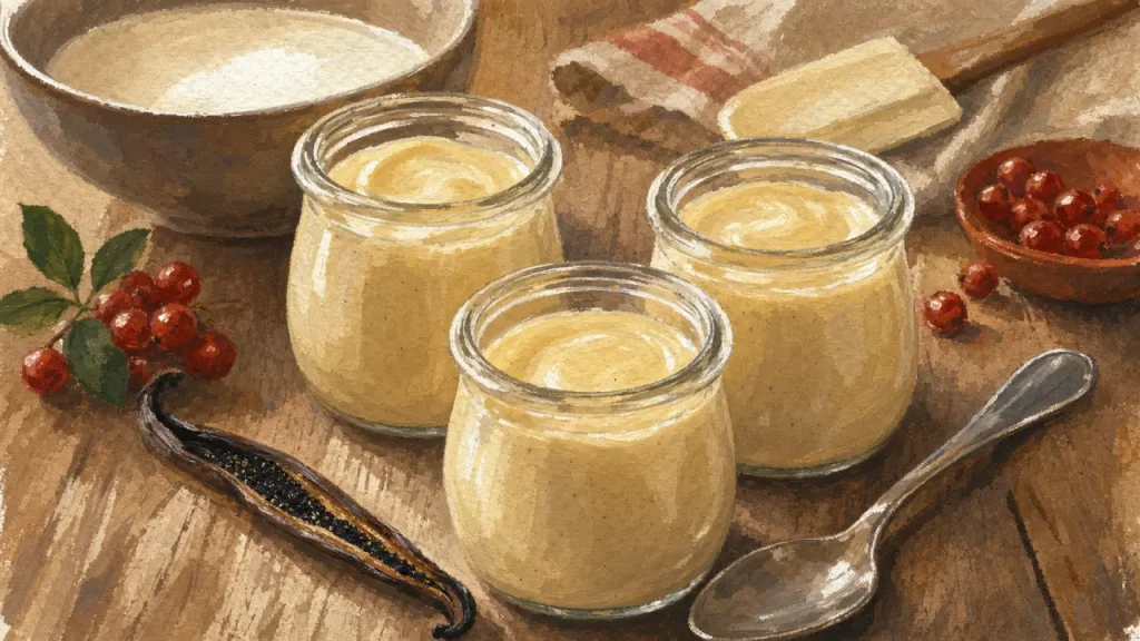 Recette dessert crème : crème vanille maison en pots en verre