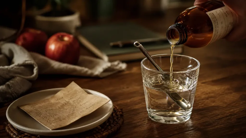 Régime et vinaigre de cidre : bouteille et verre, étude sur perte de poids