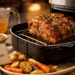 Rôti de porc au air fryer à 180°C, juteux avec repos et bouillon
