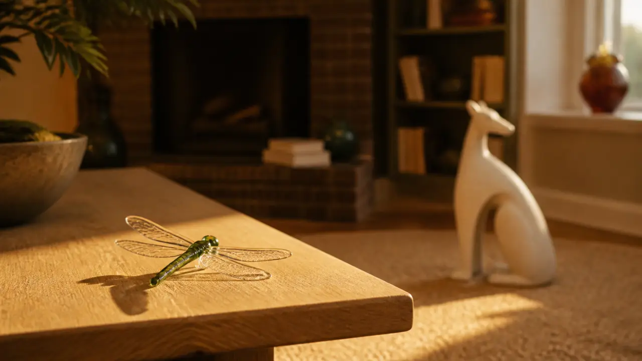 Animaux décoration intérieure : figurine libellule en verre et statue animale blanc