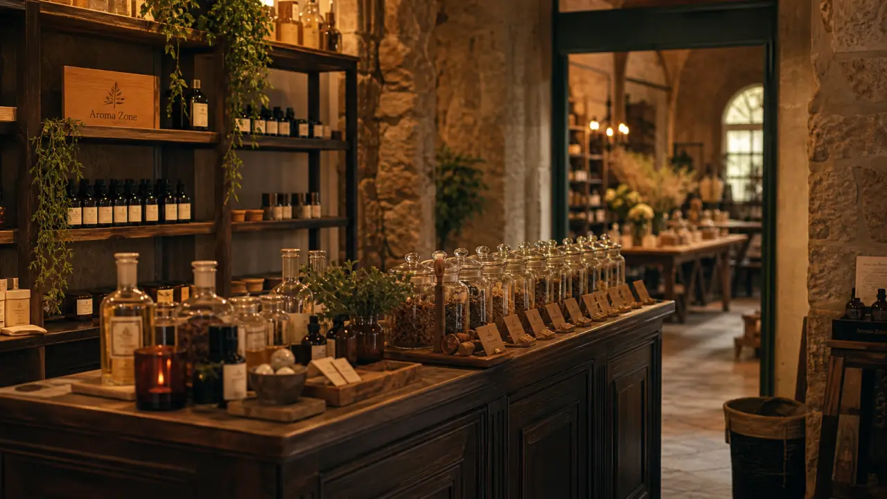 Boutique Aroma-Zone Aix-en-Provence hôtel Boyer d'Éguilles, comptoir et bar à vrac