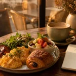 Brunch Tarbes le dimanche : table brunch, café et viennoiseries