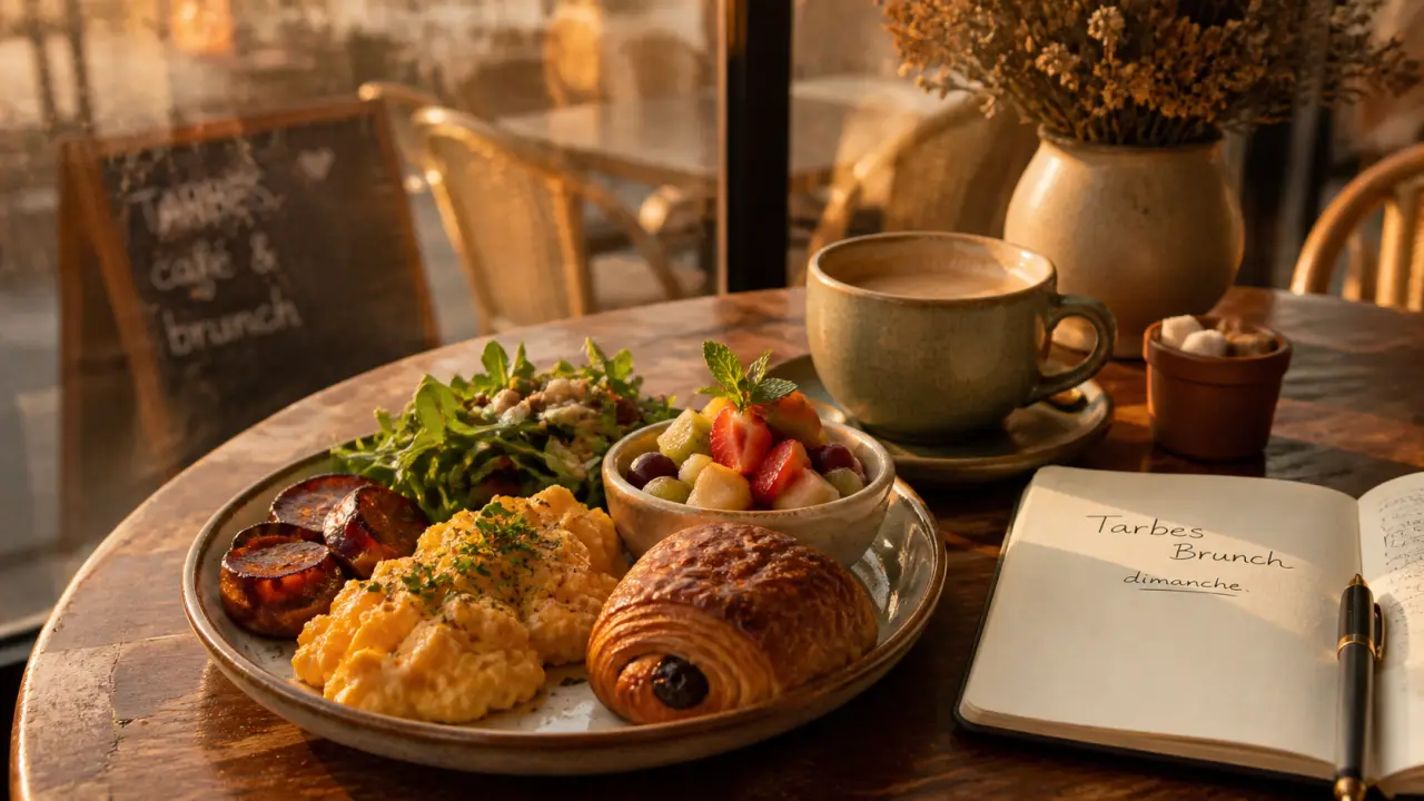 Brunch Tarbes le dimanche : table brunch, café et viennoiseries