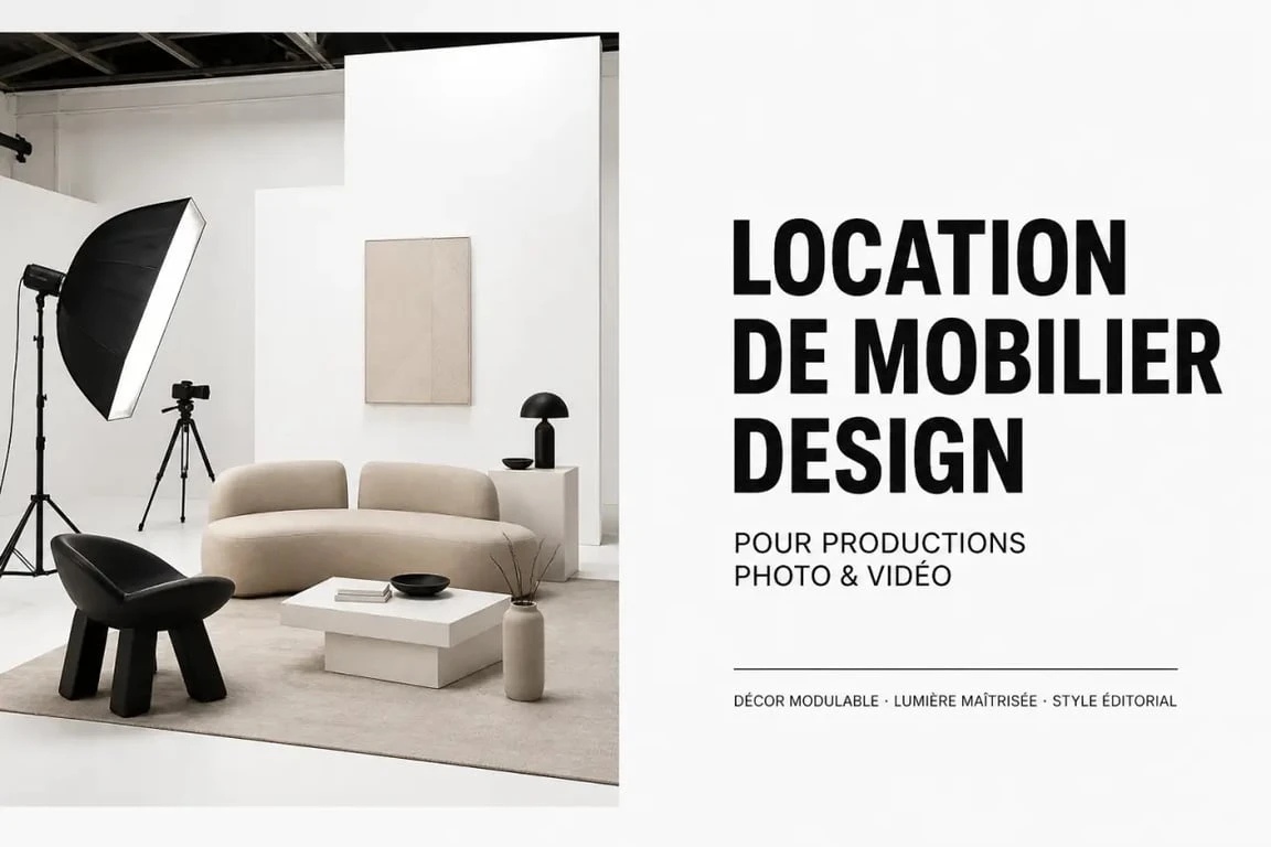 Location mobilier design : décor de shooting photo avec mobilier design