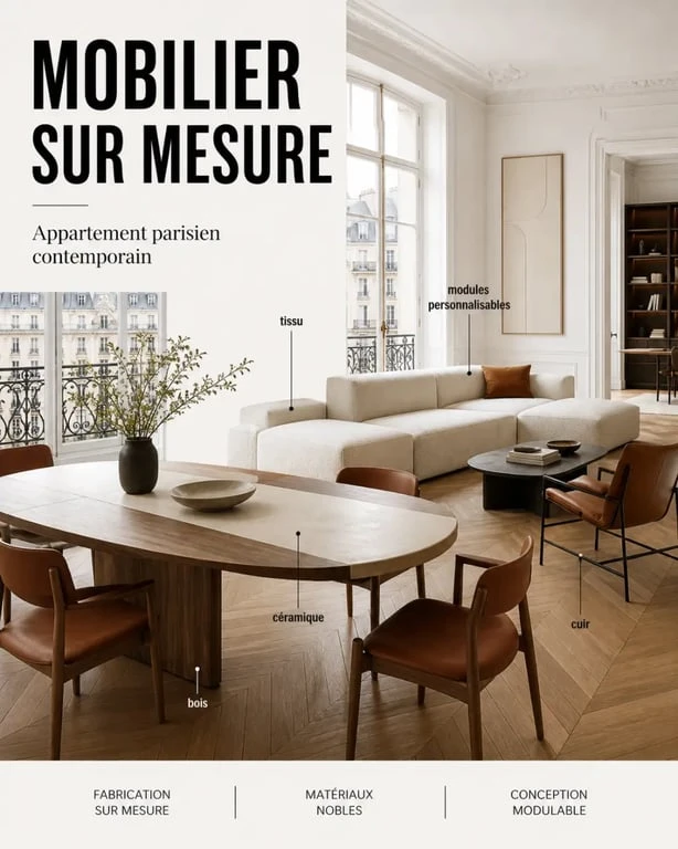 Mobilier contemporain IDEAL DESIGN dans un intérieur parisien élégant