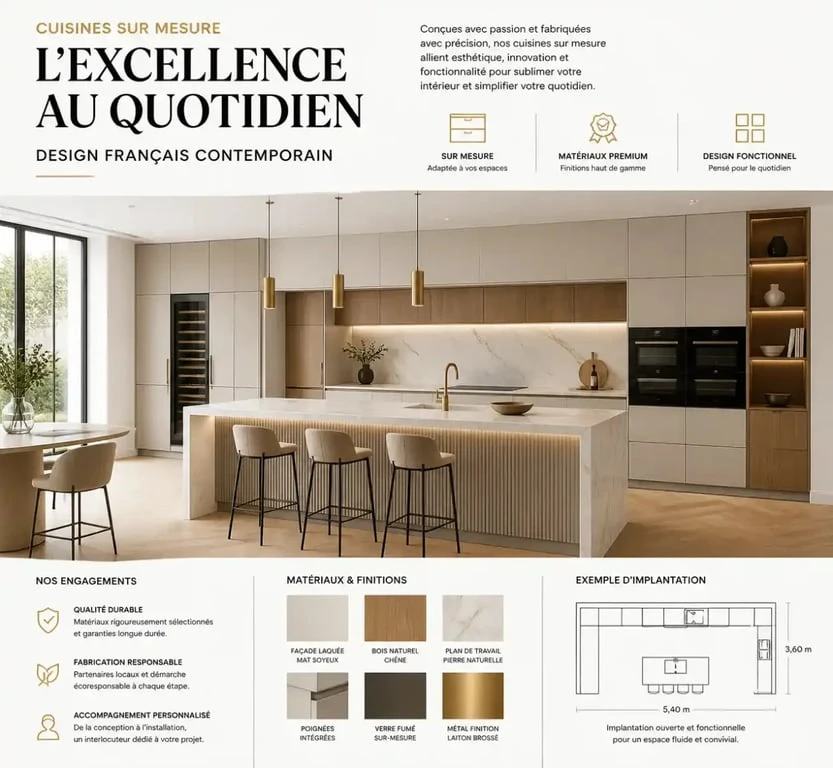 Aménagement d'une cuisine haut de gamme française sur mesure
