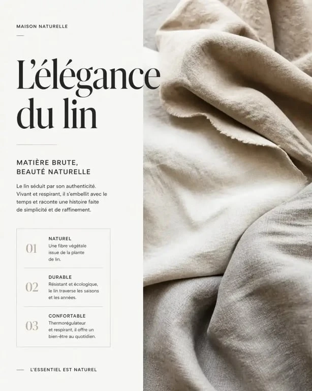 Linge de maison en lin naturel de la marque Harmony Haomy