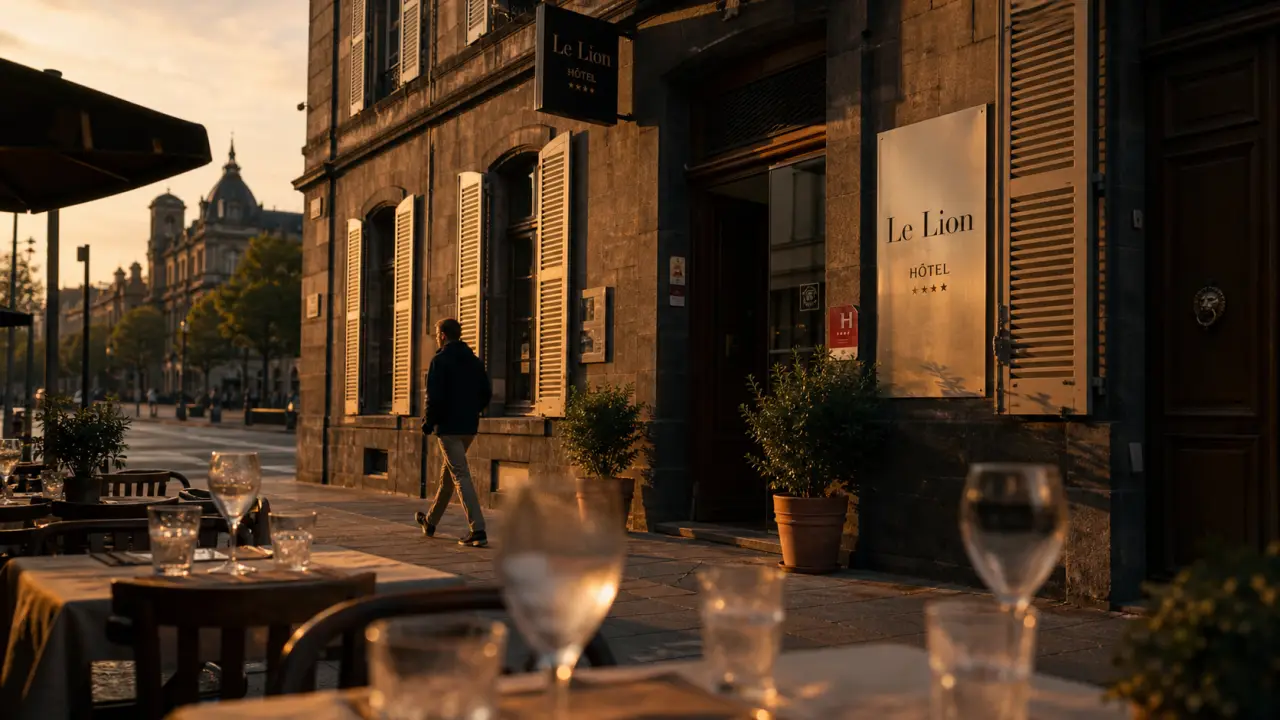 The originals boutique hôtel le lion clermont ferrand, façade place de Jaude et terrasse