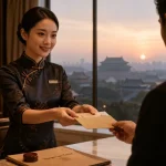 Voyage luxe chine : lobby chic à Pékin, ambiance palace privé