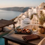 Voyage luxe Grèce à Santorin : balcon, piscine privée et caldeira