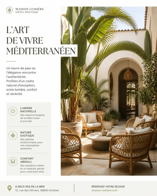 Patio intérieur et jardin de l'hôtel The Originals Boutique Hôtel Les Strélitzias à Juan-les-Pins