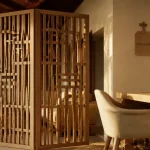 Paravent décoration intérieure en bois scandinave pour séparer le salon et le repas