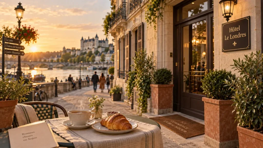 the originals boutique hôtel le londres saumur, façade XIXe et terrasse au golden hour