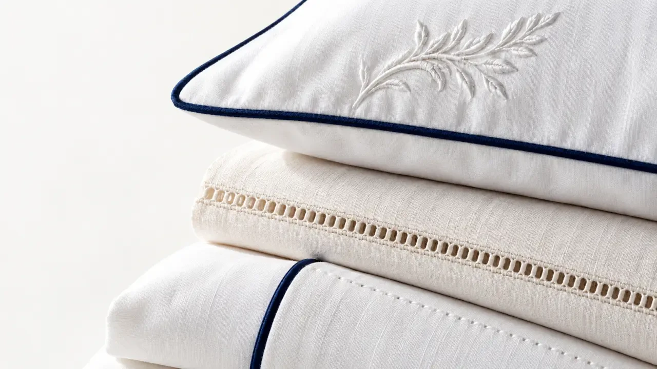 Descamps linge de maison avec broderies et finitions textiles raffinées