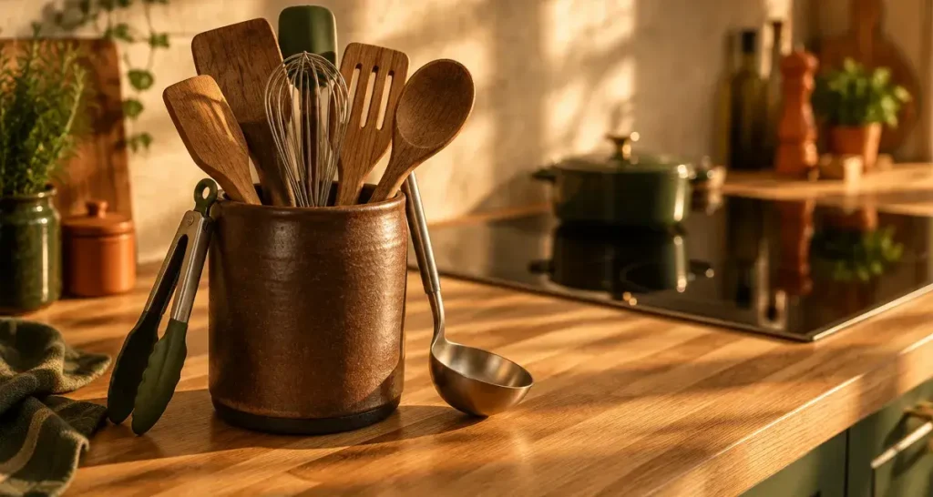 Pot ustensiles cuisine : bon diamètre, espace plan de travail